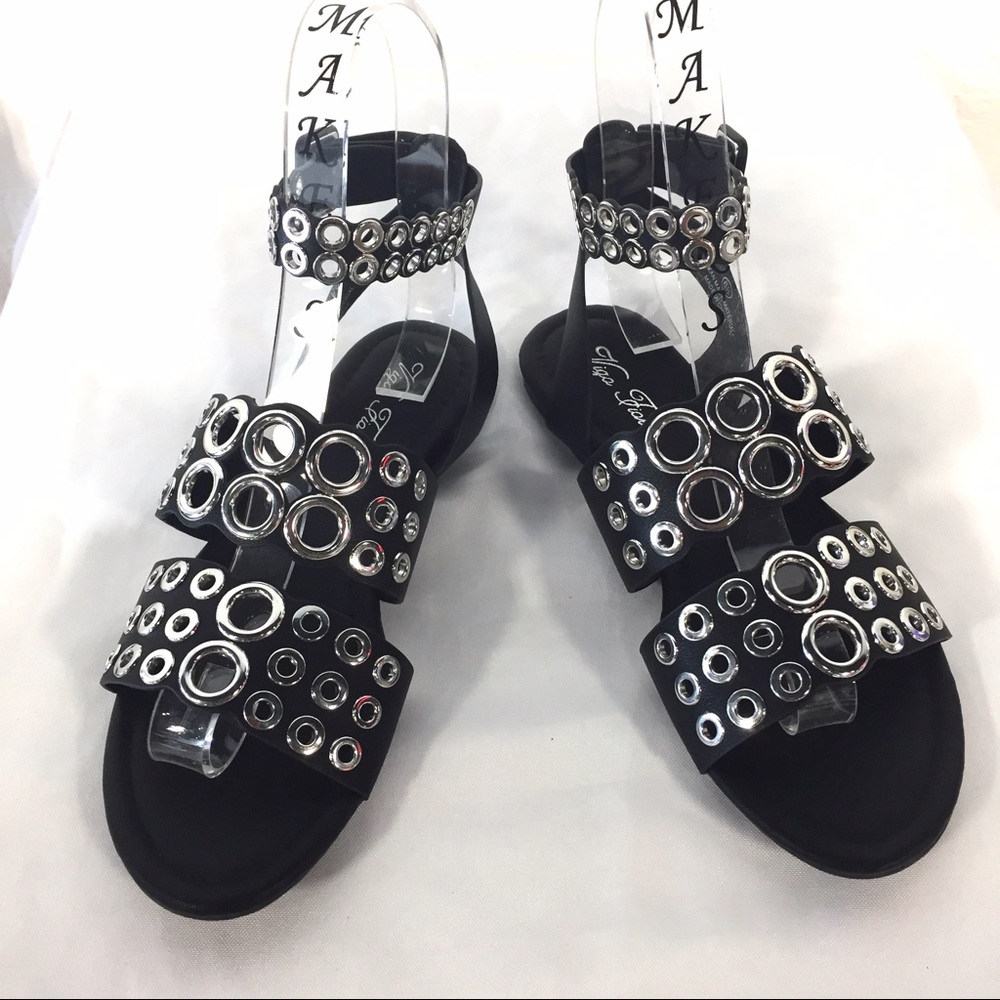 Vigo Fiore Black Silver Sandals - Picture 2 of 5