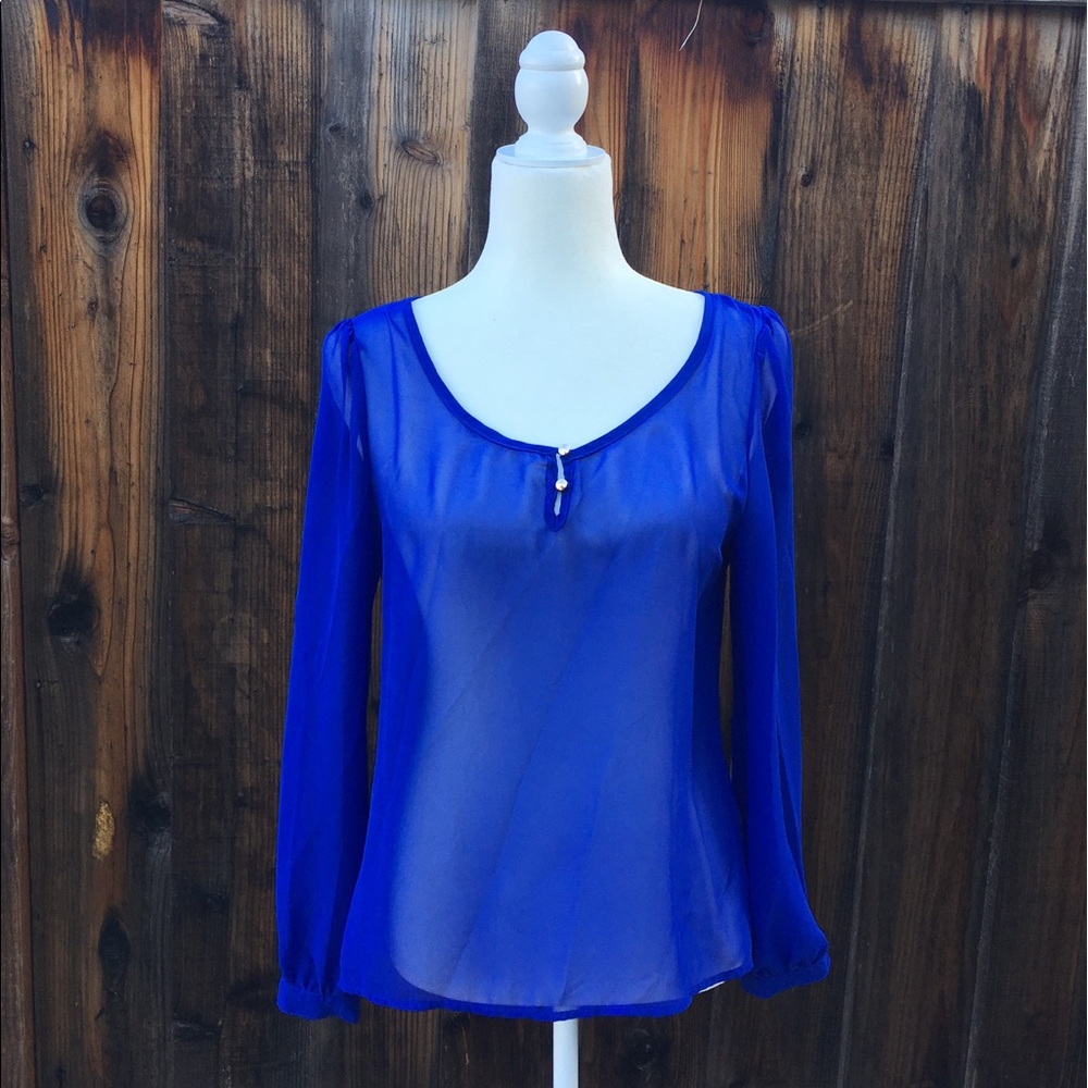 Royal Blue Sheer Blouse