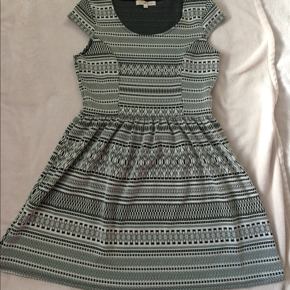 Black and cream fit and flare dress