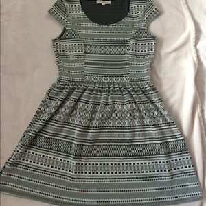 Black and cream fit and flare dress