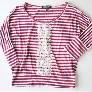 Pink Striped Lace Blouse