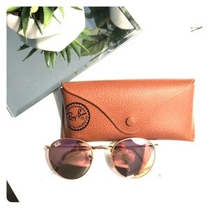 Ray Ban pink/gold mirror round sunglasses