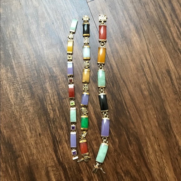 Selling 1 14k multi-color jade bracelet jewelry - Picture 1 of 6