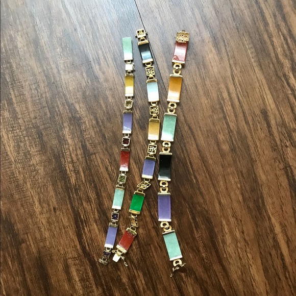 Selling 1 14k multi-color jade bracelet jewelry - Picture 2 of 6