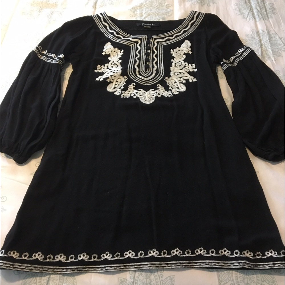 Embroidered black tunic