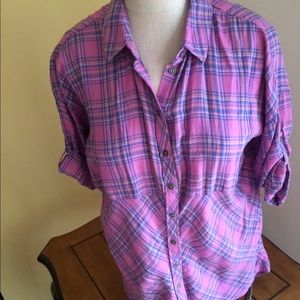 Used- ADORABLE C&C California pink plaid blouse