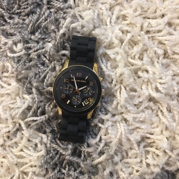Michael Kors Accessories - Michael Kors black rubber with gold watch