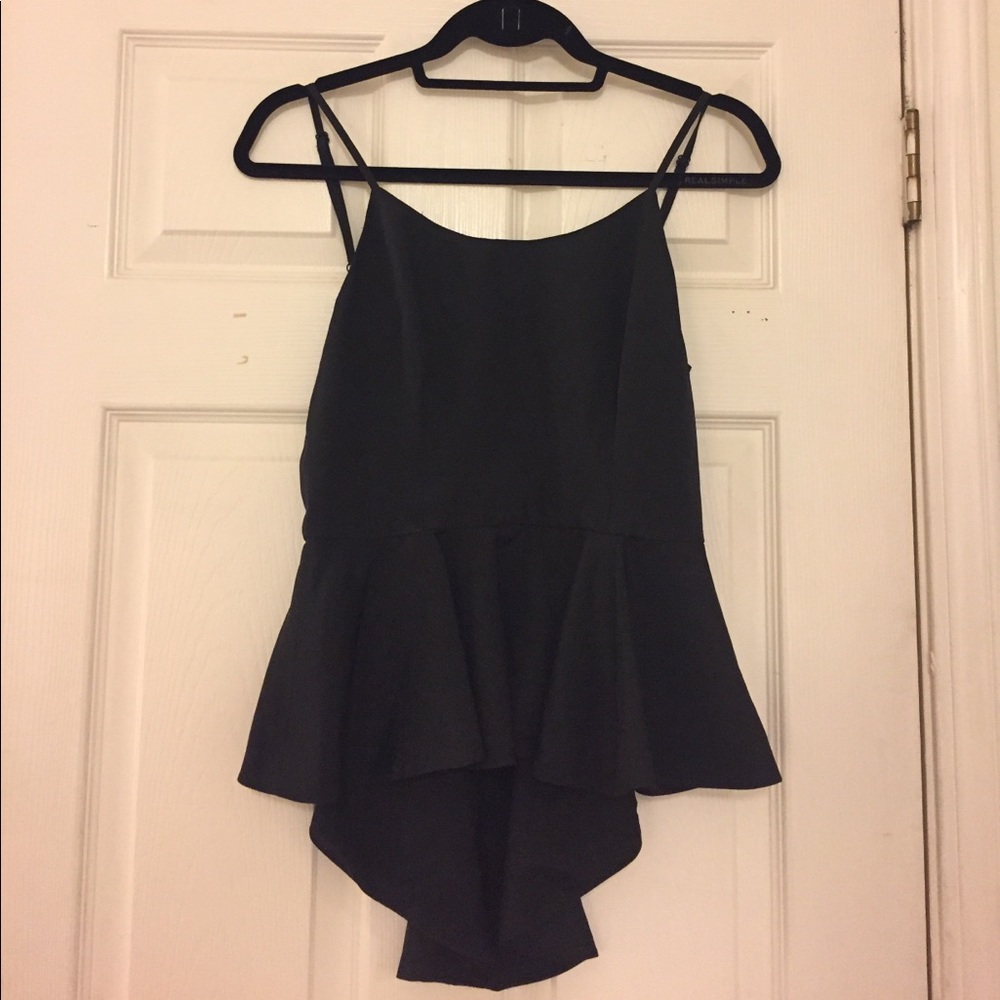 Black low back peplum top