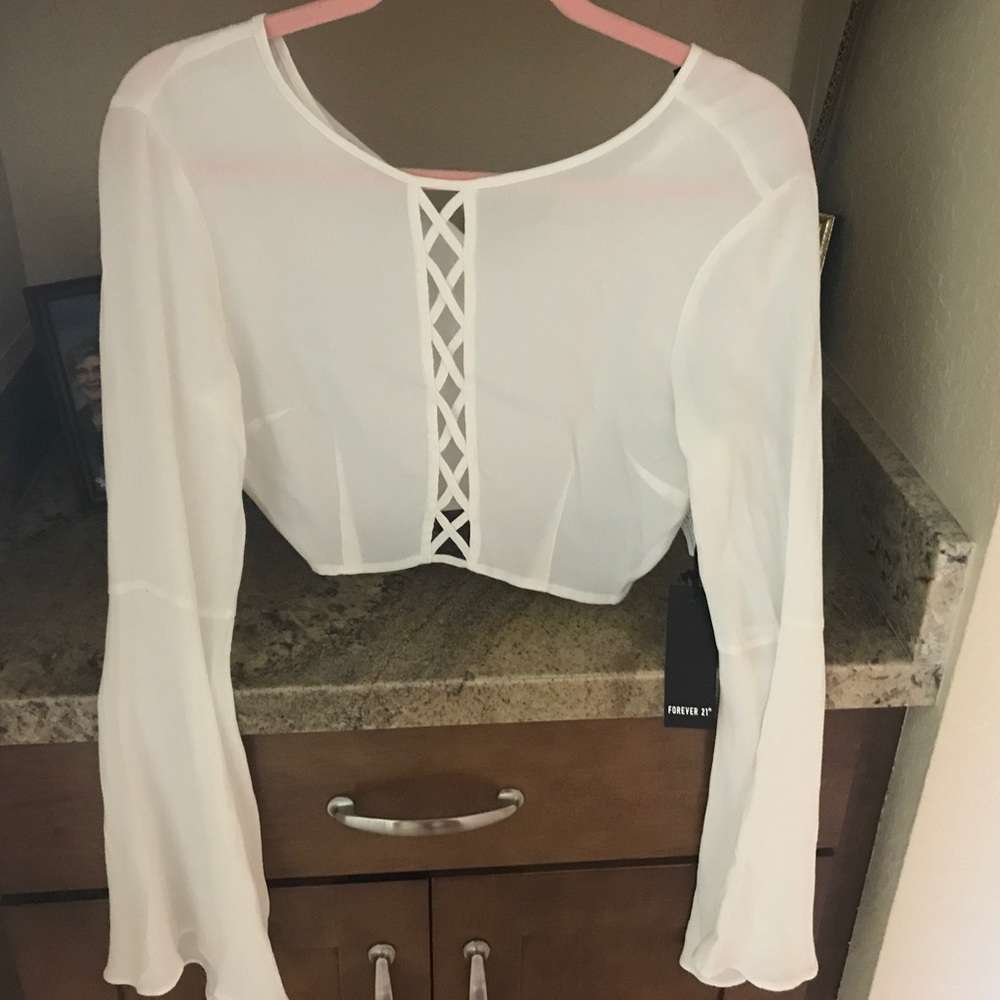 Forever 21 long sleeve white top