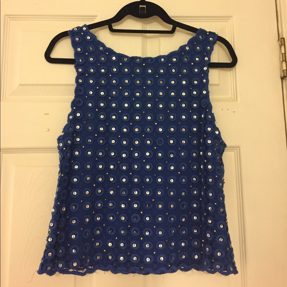 Cobalt blue blouse with sequin detailing