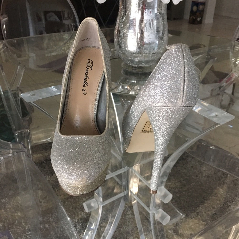 Silver Glitter Heels