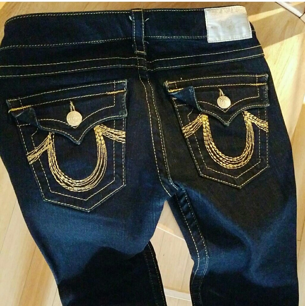 True Religion Rainbow Julie Gold Stitch Jeans