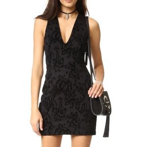 Free People black velvet v neck Floral dress