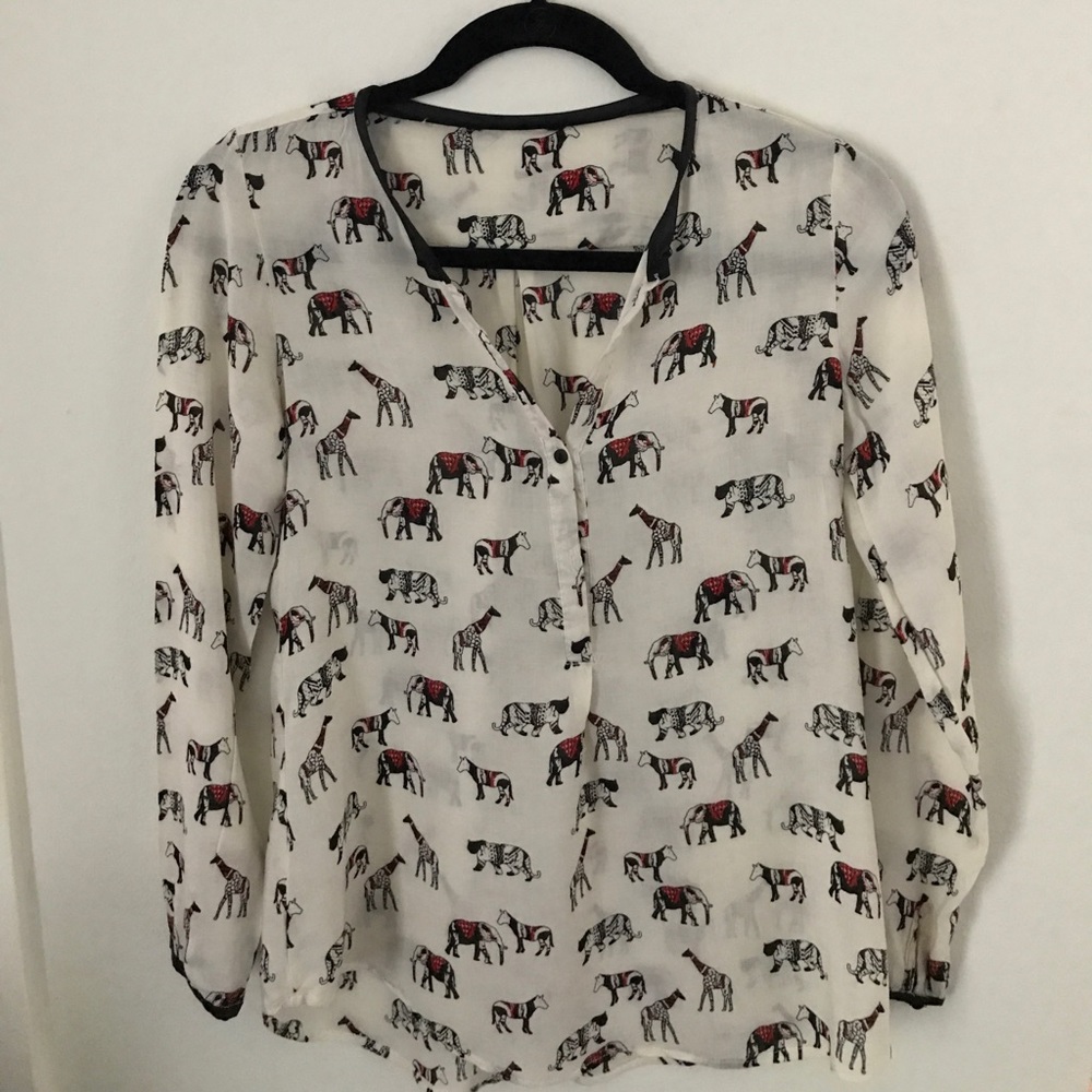 Blouse: Zara Lightweight Animal Print Top