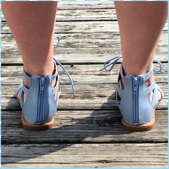 SZ 7.5 ONLY5⃣🌟Blue Leather Gladiator Sandals! NEW - Picture 4 of 4