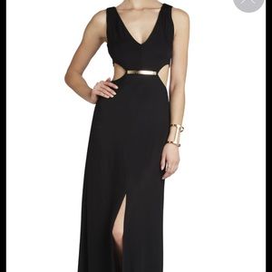 BCBGMAXAZRIA Valentina vneckcutout waist long gown