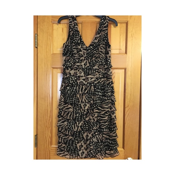 Jones NY Animal Print Sleeveless Ruffle Dress 👗 - Picture 1 of 6