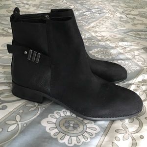 New Franco Sarto Black Suede Leather Booties