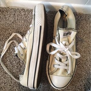 Custom kids size 3, women's 5.5/6 cream converse