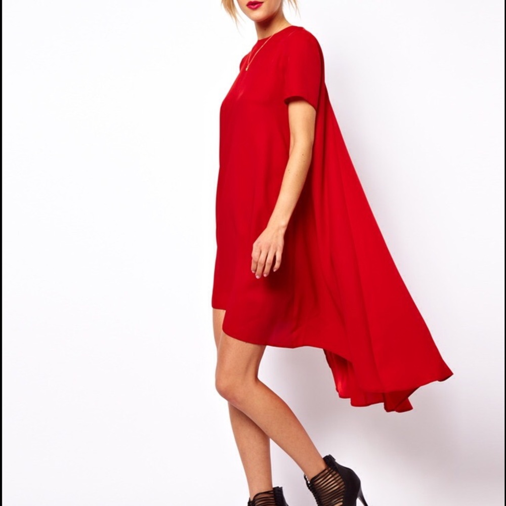 Sheinside Haoduoyi High Low Red Dress