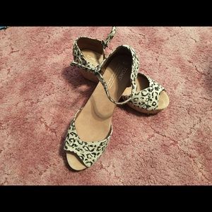 Toms Leopard wedge sandals.
