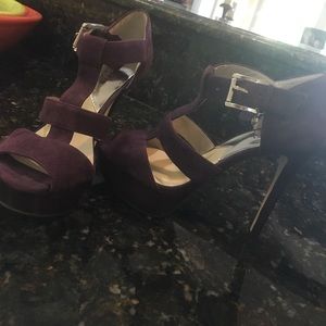 Purple suede Michael Kors platform sandals