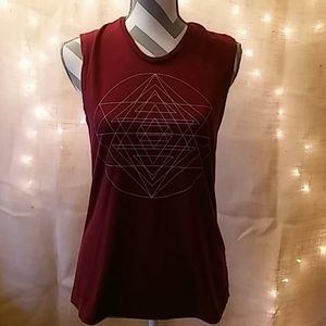 Dark Red Geometric Print Tank