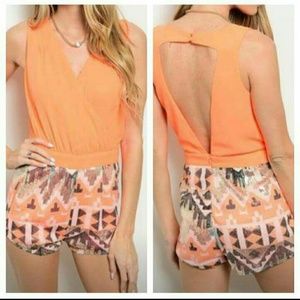 Neon orange romper