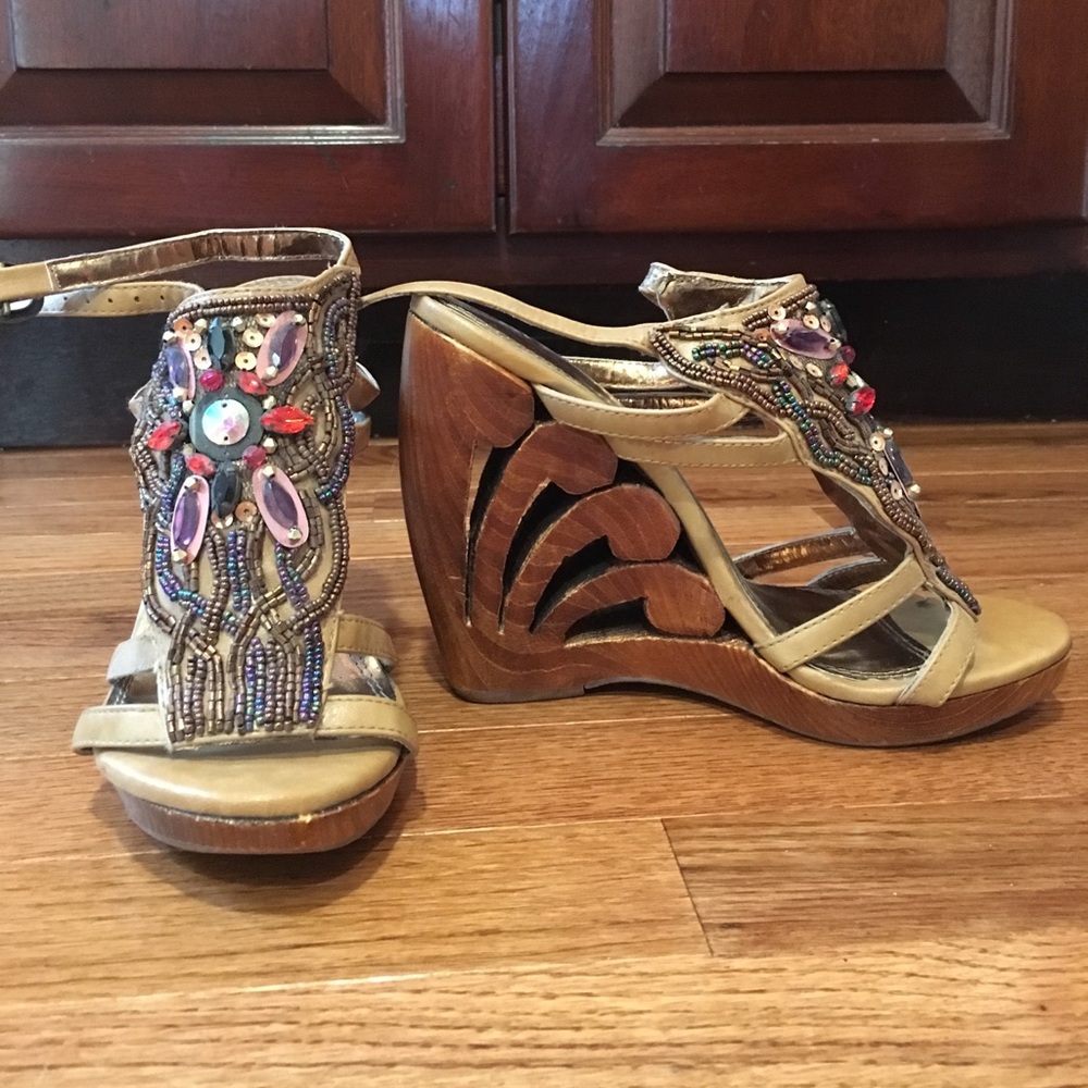 Wooden and beaded cutout wedges