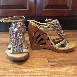 Wooden and beaded cutout wedges