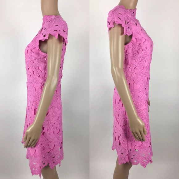 JOA Floral Embossed Pink Short Sleeve Dress - Picture 3 of 7
