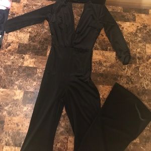 Black velvet jumpsuit