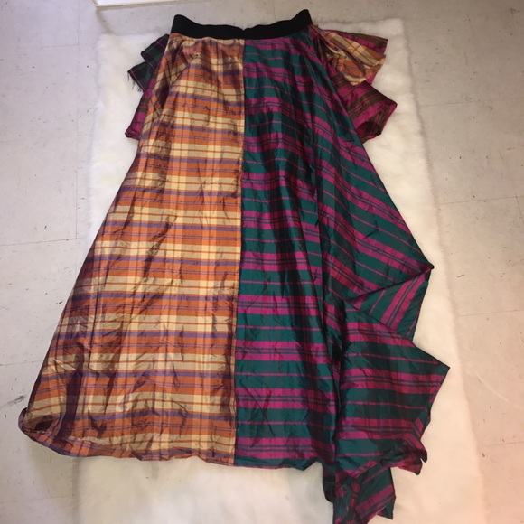 Skirts - Plaid High Low Maxi Skirt Skirts - Plaid High Low Maxi Skirt