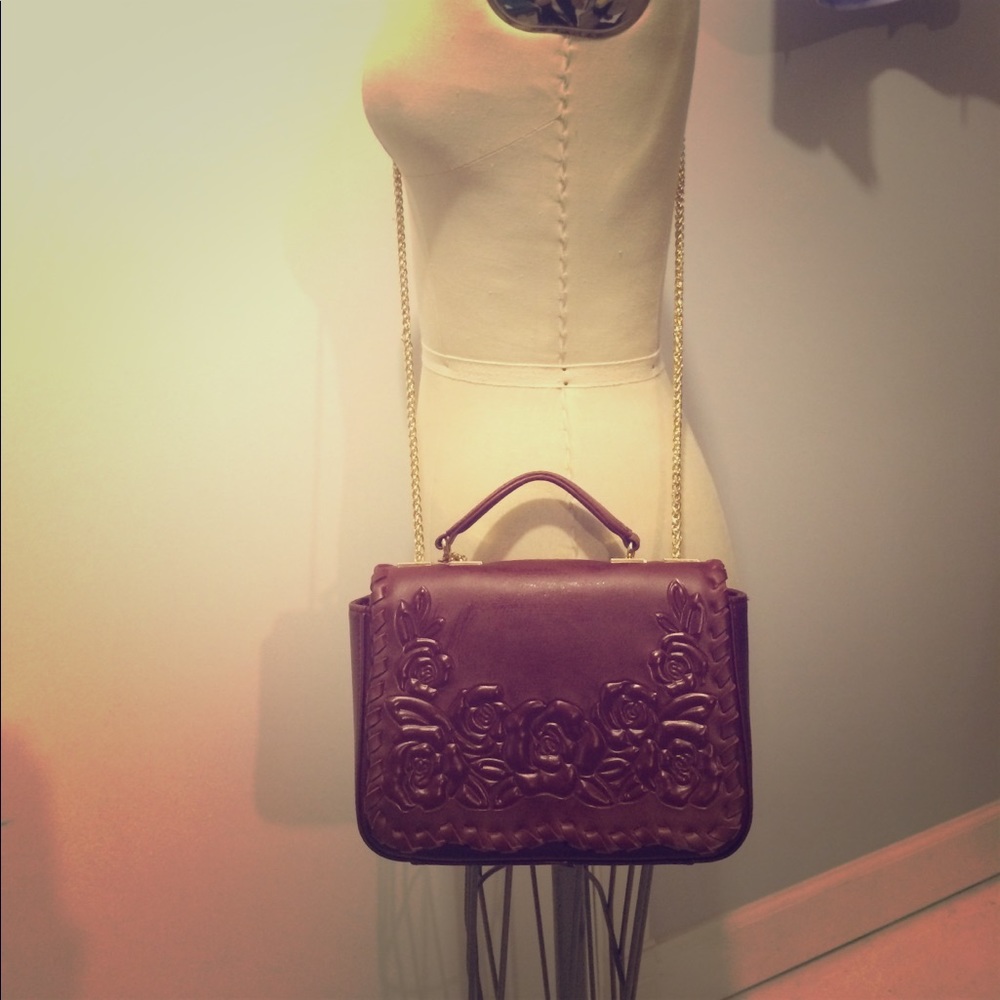 Maroon Anne Fontaine cross body bag