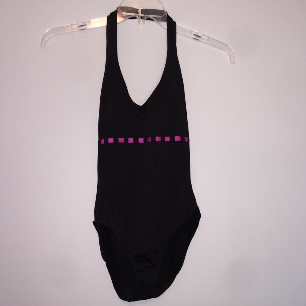 Black/purple one piece swimsuit