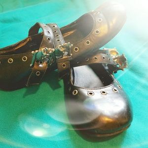 Demonia Leather Mary James w/ Skull Buckles