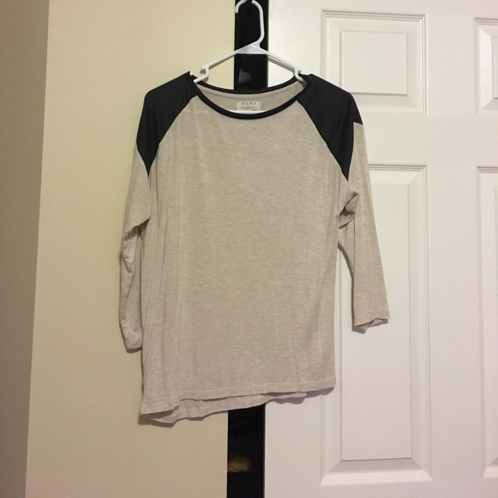 Shirt with leather shoulders