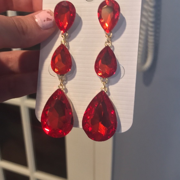 Sherri Hill Jewelry - Red Prom/pageant earrings never worn!