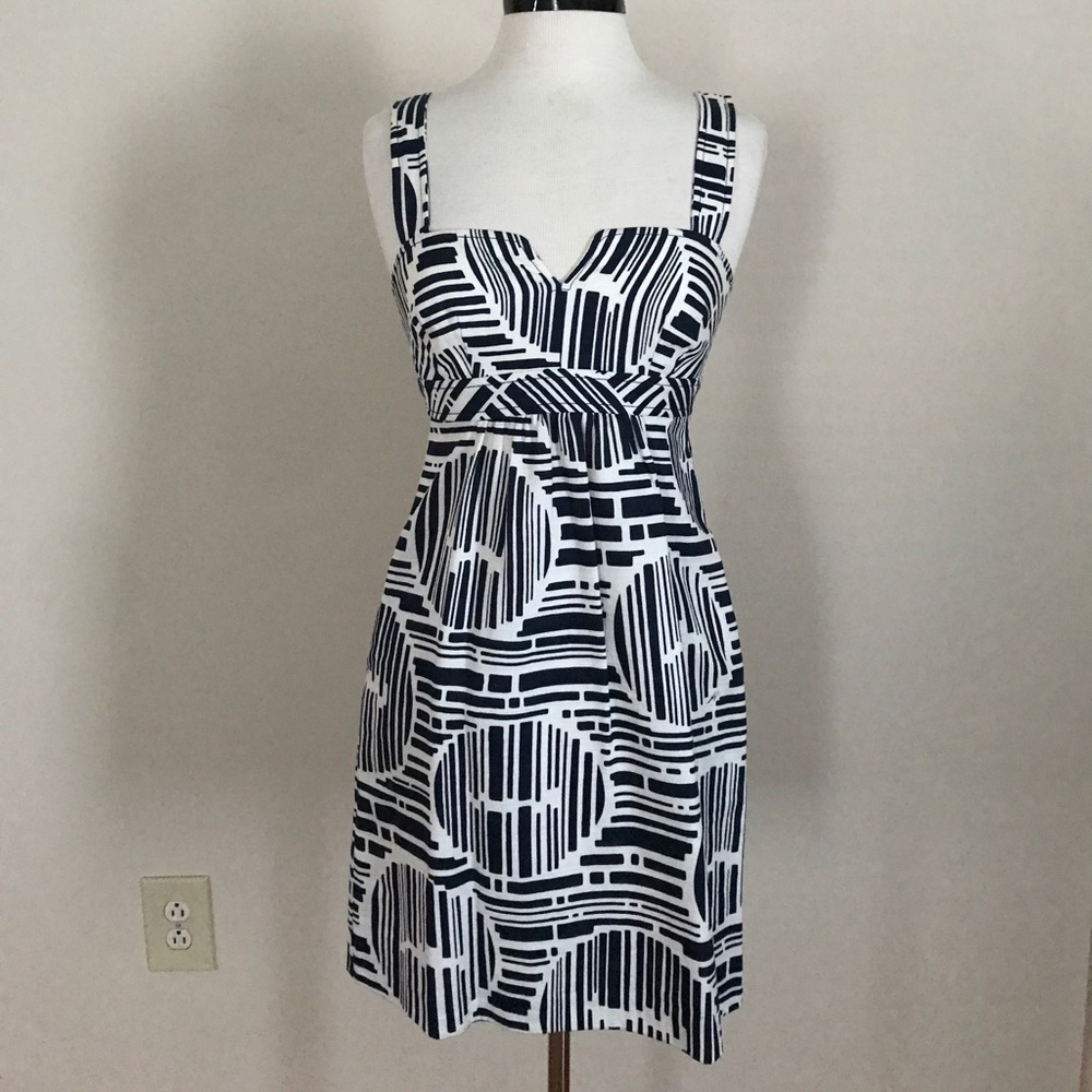 Trina Turk Navy and White Dress