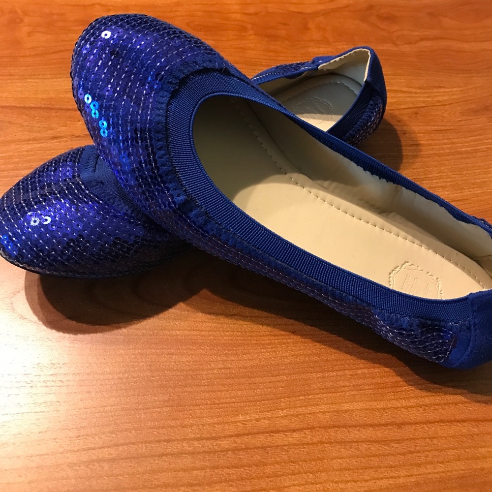 Royal Blue Sequined Ballerina Flats! NWOB