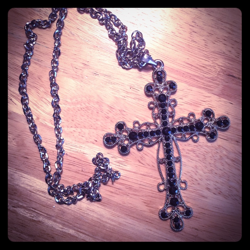 Large ornate cross necklace