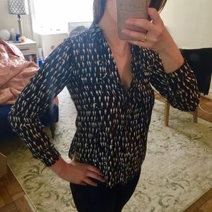 Anthropologie Navy Print Button Down