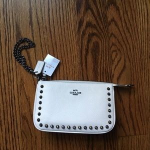 White coach studded wristlet