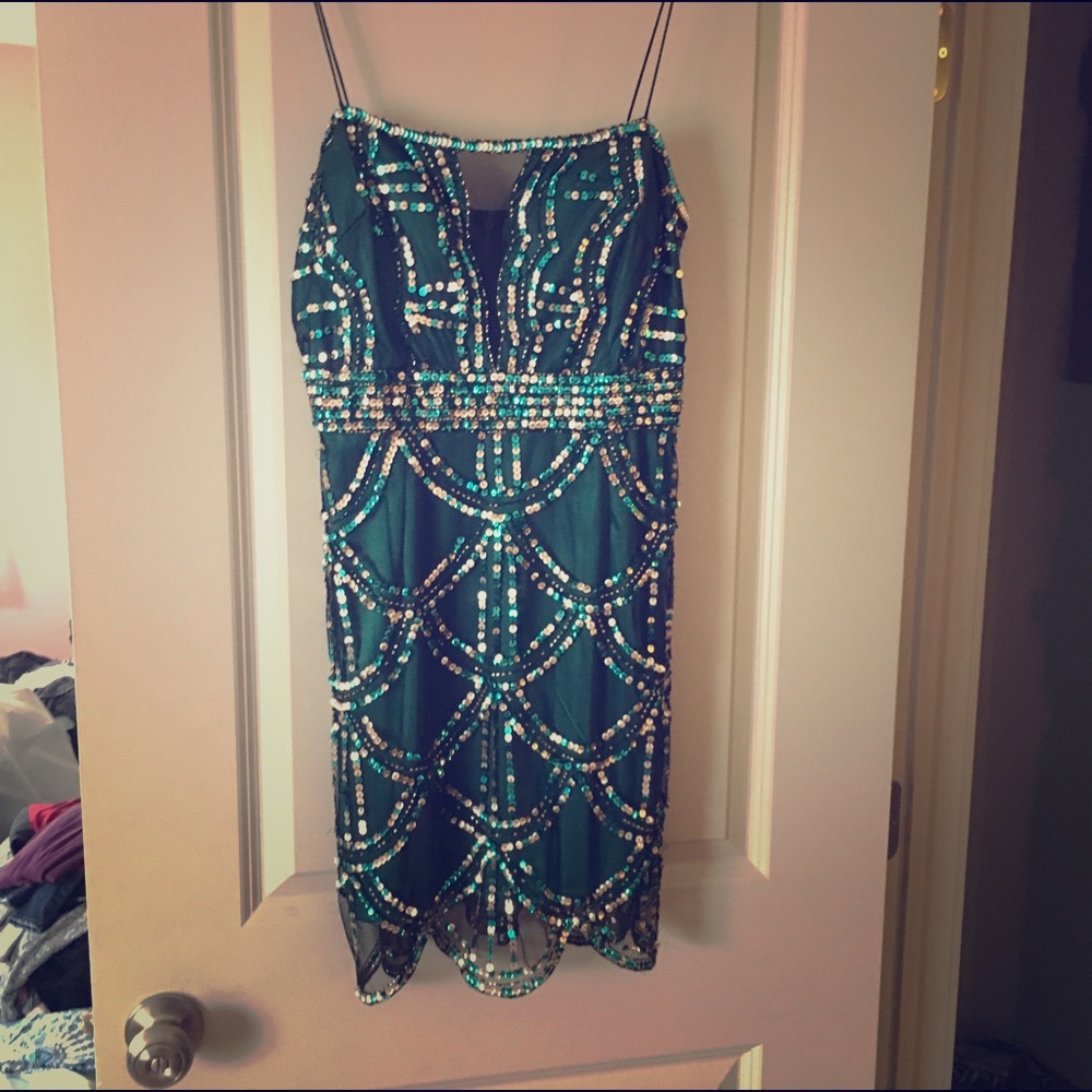 Emerald Sequin Party Dress