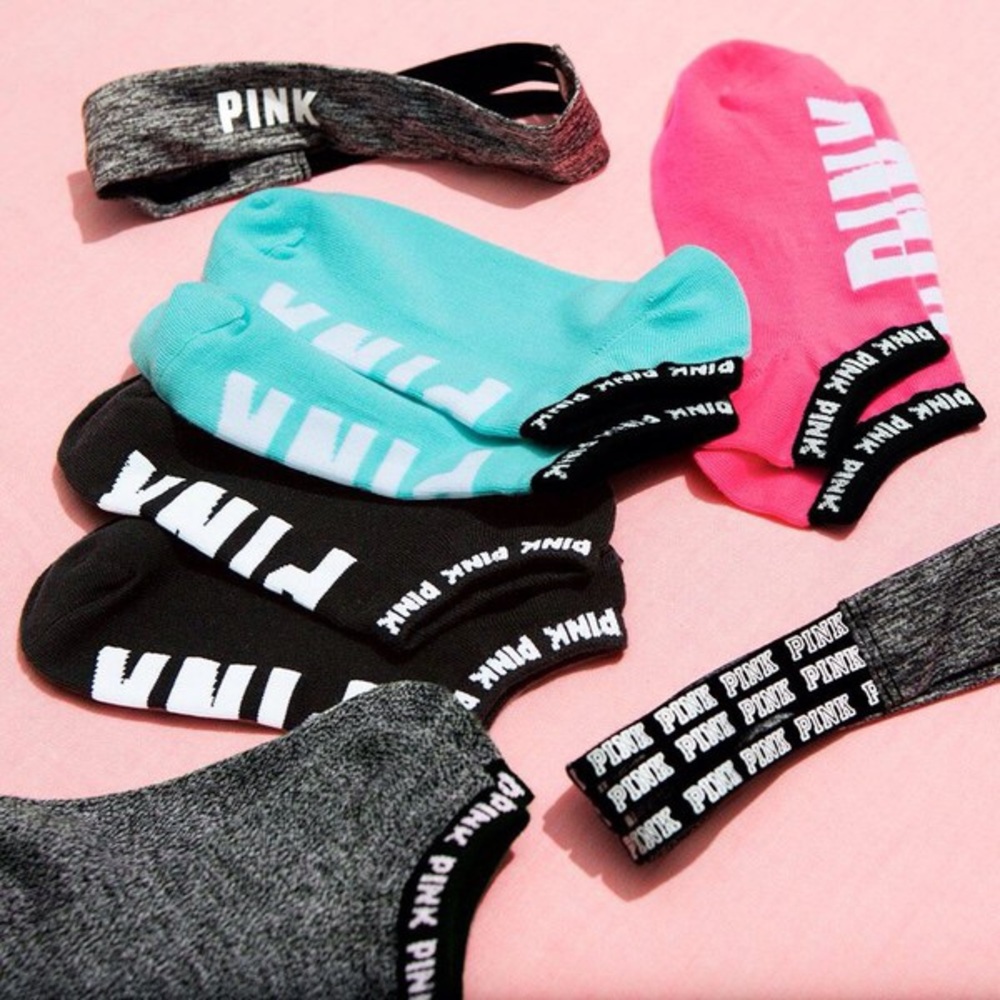 PINK grey headband and grey socks