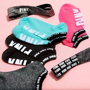 PINK grey headband and grey socks