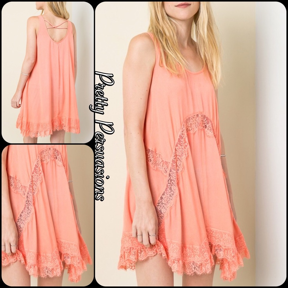 SOLD OUT‼️She Swings Cross Back & Lace Slip Dress - Picture 5 of 6