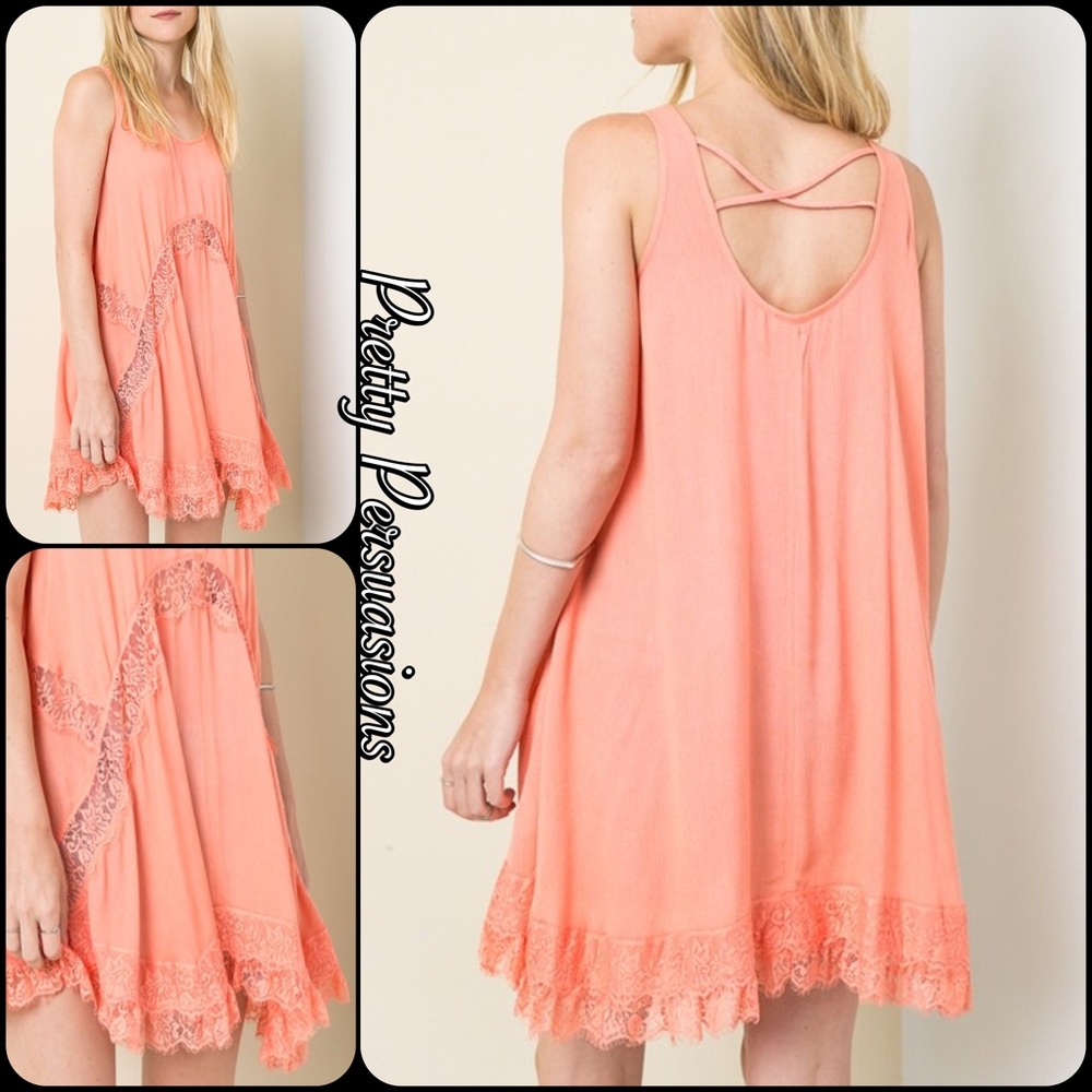 SOLD OUT‼️She Swings Cross Back & Lace Slip Dress - Picture 6 of 6