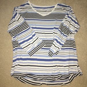 J.Jill blue, black and white striped shirt