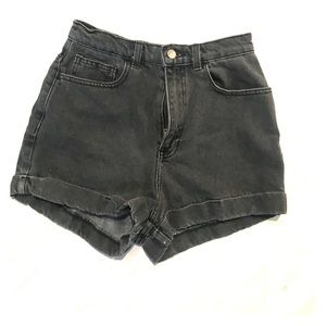 American Apparel black denim high waisted shorts